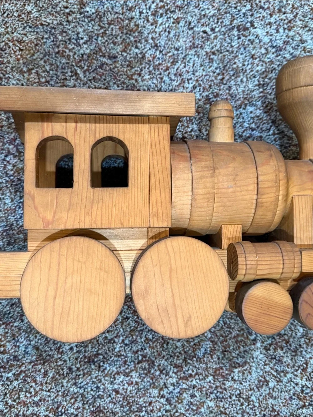 Handcrafted Natural Wood Toy Train Set - Brown Wooden Kids Train